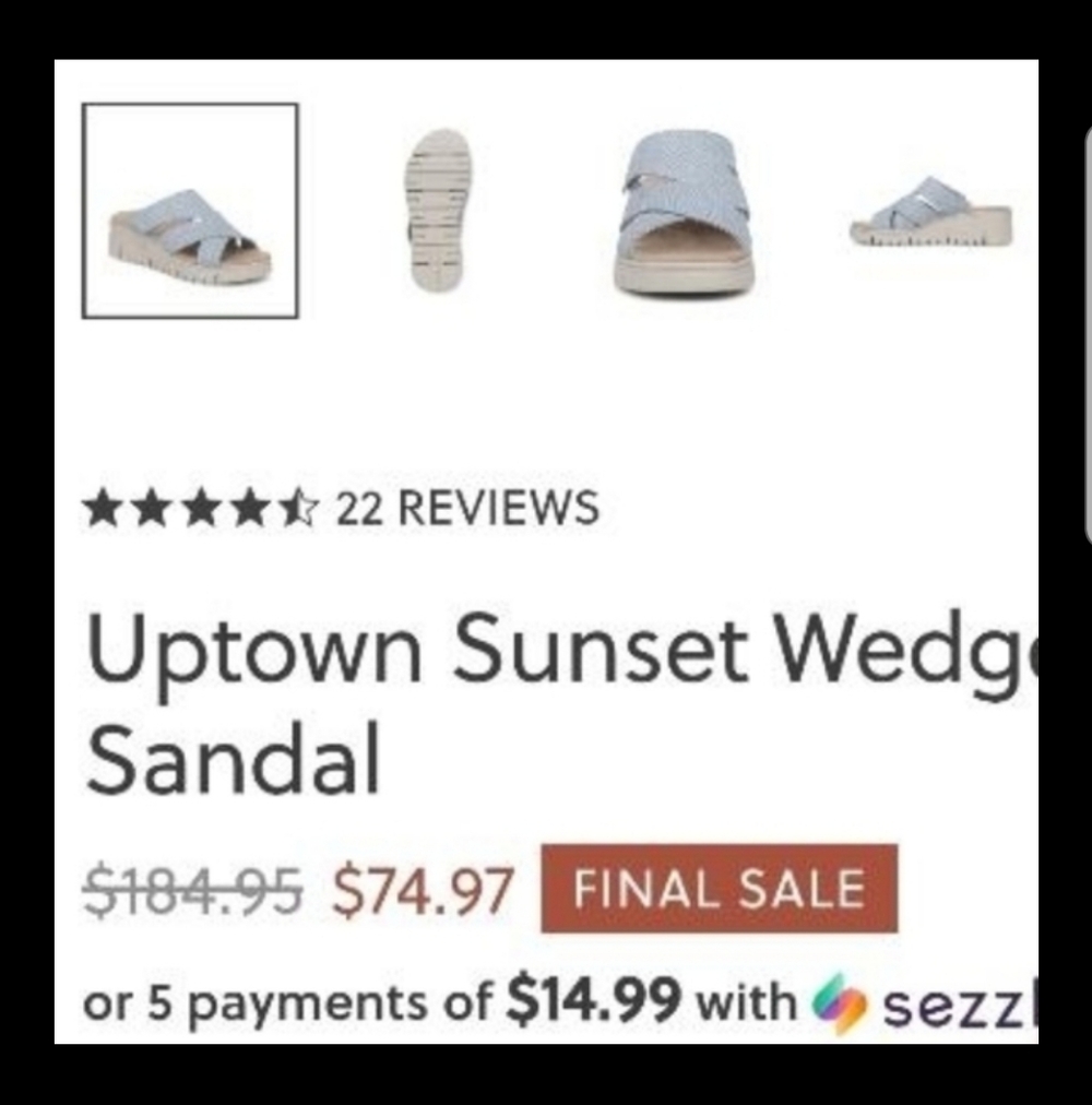 Wide Vionic Uptown Wedge Sandal Slide Heel Casual Shoe Blue Ivory White Women 10 - Picture 12 of 15